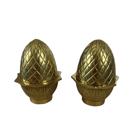 Retro cast brass finials curtain home decor mcm classic gold decorations acorn - Picture 2 of 5